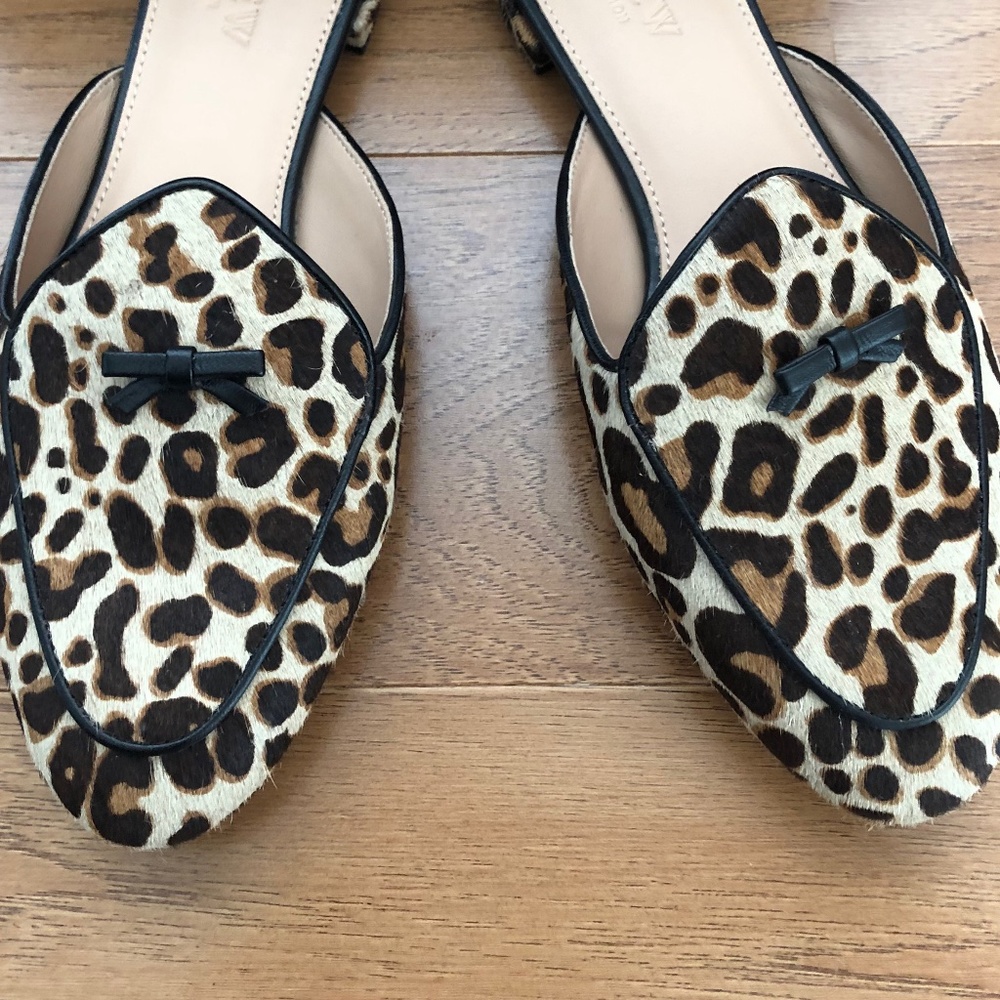J.Crew Collection Leopard Print Calf Hair Mules 6.5 New In Box NWT - Picture 2 of 4